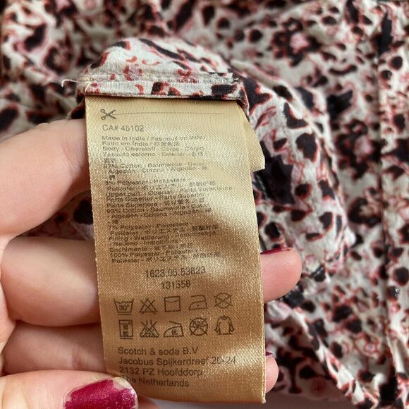 Scotch & Soda Vagabond Voyage Women's Metallic Floral Blouse Size Petite Flowy - Picture 10 of 13